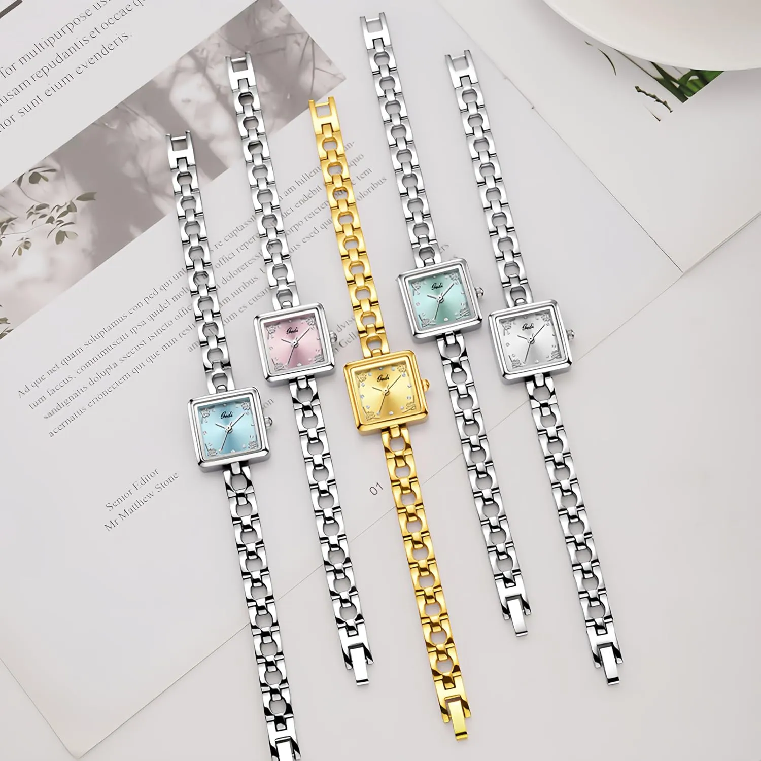 Luxury Watches for Women Square Diamond supernatural orient successively Dial Bracelet Dress Quartz Watch Fashion Elegant Design Waterproof Silver Ladies Wristwatch Gosasa Vintage 