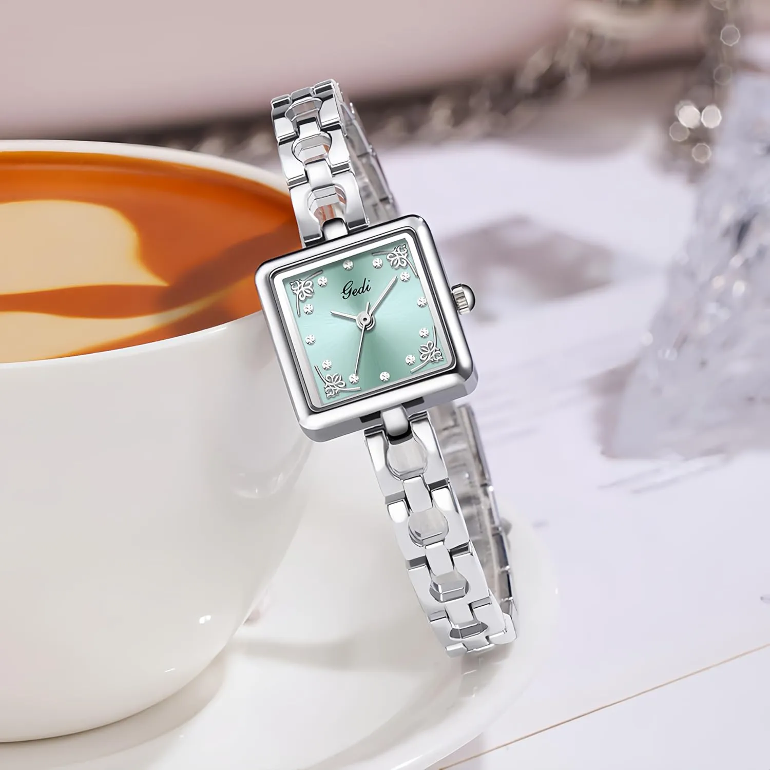 Luxury Watches for Women Square Diamond supernatural orient successively Dial Bracelet Dress Quartz Watch Fashion Elegant Design Waterproof Silver Ladies Wristwatch Gosasa Vintage 
