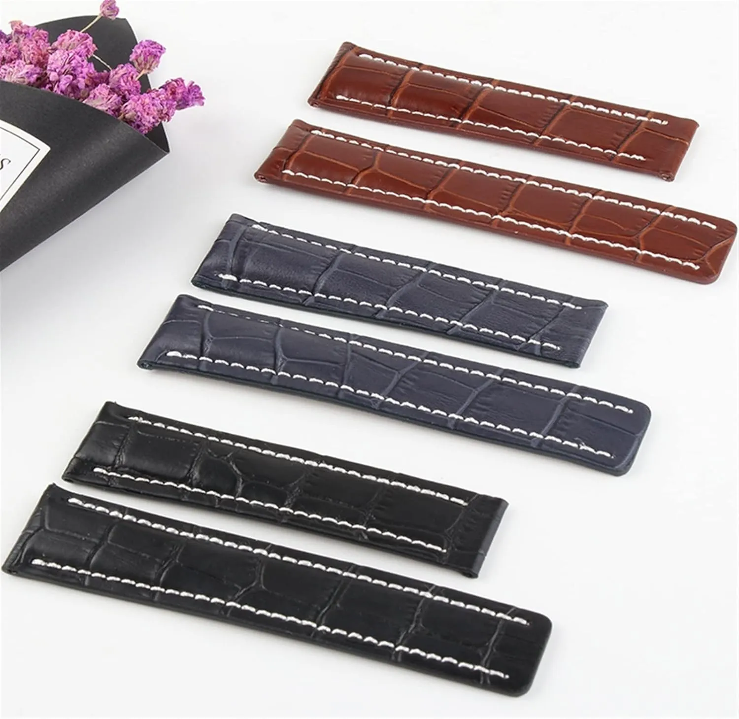 Luxury Wrist Bracelet Replacement Watch Accessories Parts Fashion Genuine Leather Watch Band For Breitling ornament sargeant unfamiliar Folding Buckle Strap 