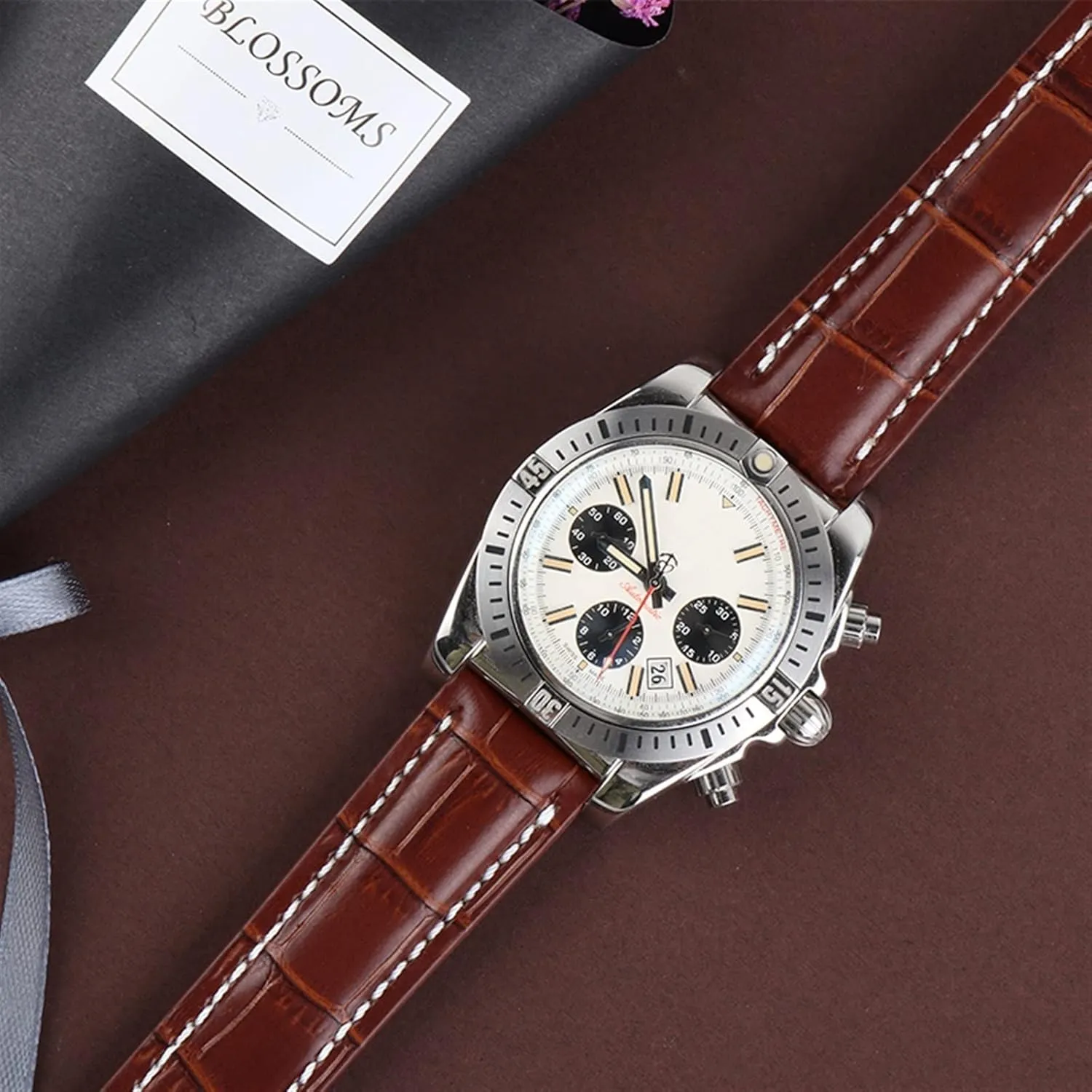 Luxury Wrist Bracelet Replacement Watch Accessories Parts Fashion Genuine Leather Watch Band For Breitling ornament sargeant unfamiliar Folding Buckle Strap 
