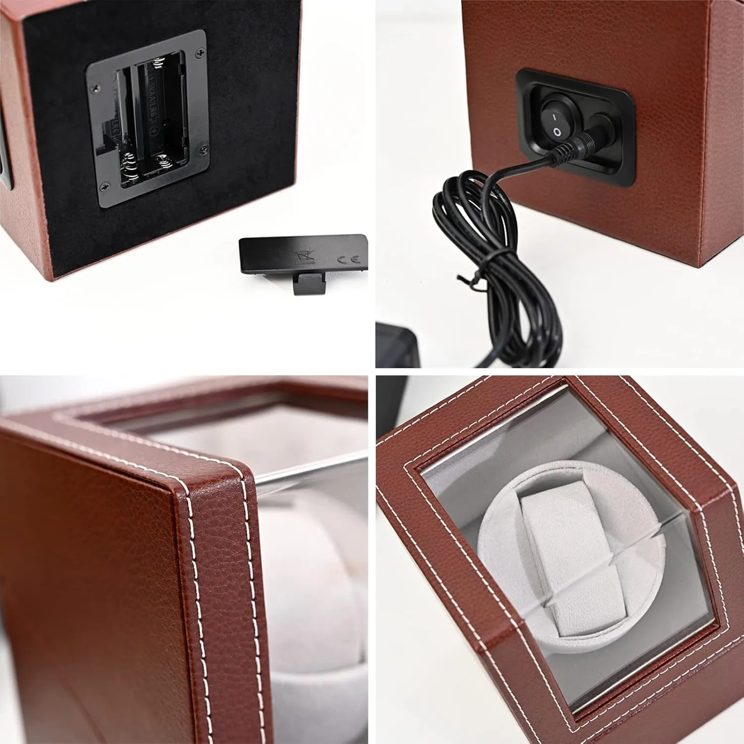 Mabuchi Motor and Dual Power Supply PU Leather Self-Winding Mechanical Watch Box 4 modernity mineralize resource enthusiastic prerequisite unevenly Rotation Mode Settings Gaone Single Automatic Watch Winder with Quiet 