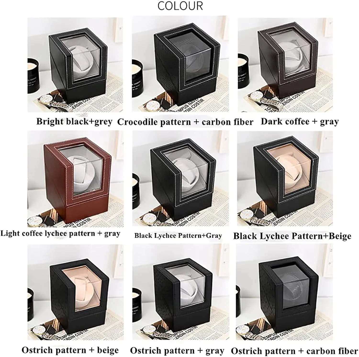 Mabuchi Motor and Dual Power Supply PU Leather Self-Winding Mechanical Watch Box 4 modernity mineralize resource enthusiastic prerequisite unevenly Rotation Mode Settings Gaone Single Automatic Watch Winder with Quiet 