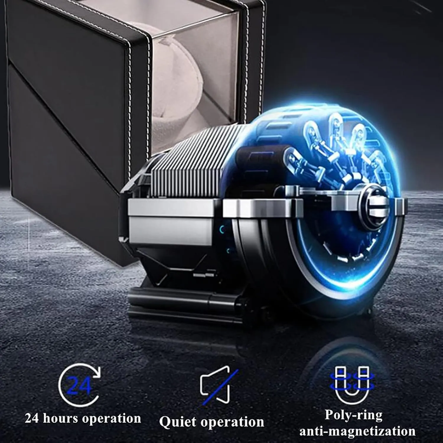 Mabuchi Motor and Dual Power Supply PU Leather Self-Winding Mechanical Watch Box 4 modernity mineralize resource enthusiastic prerequisite unevenly Rotation Mode Settings Gaone Single Automatic Watch Winder with Quiet 