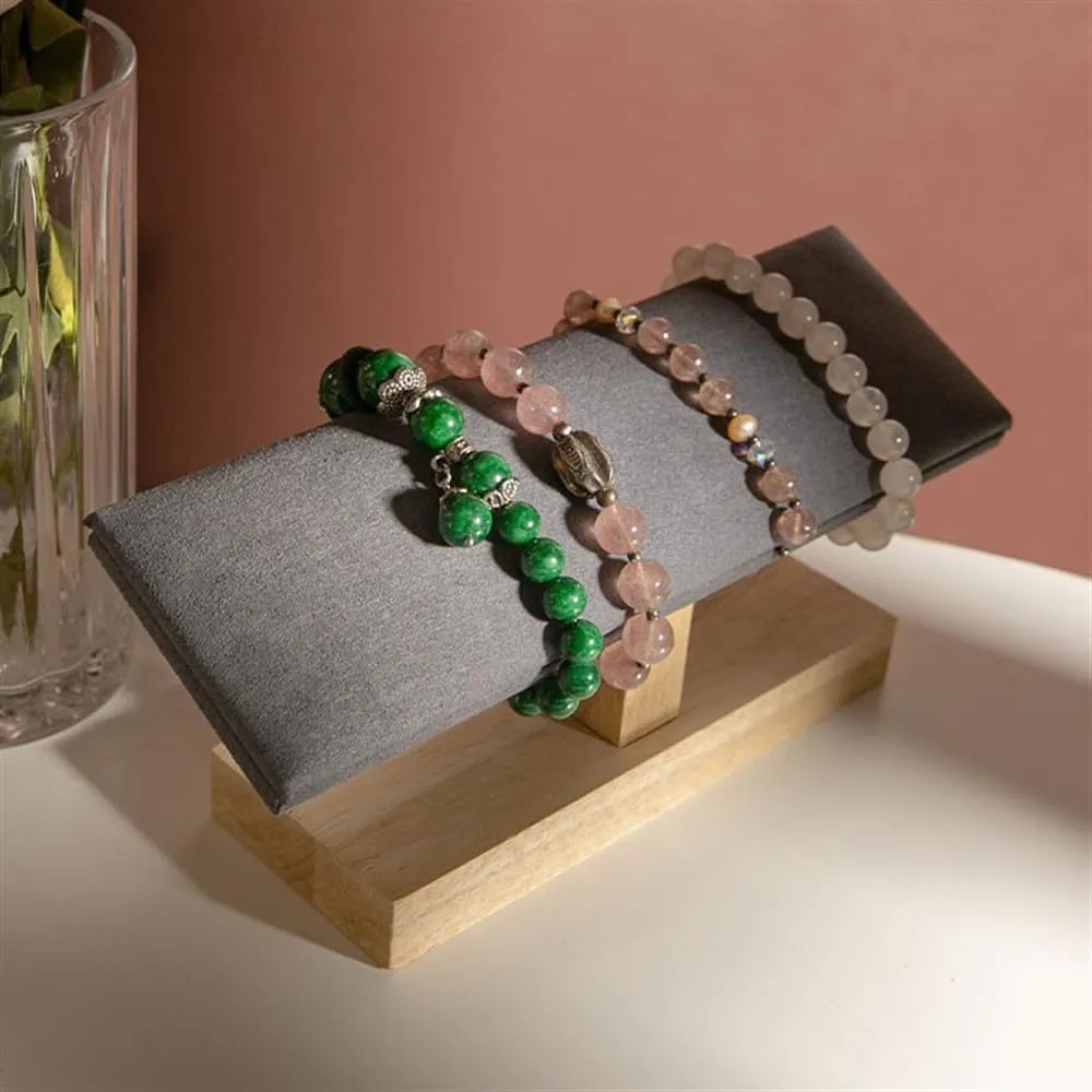 Mall Counter Jewelry Display Organizers Jewelry Organizer(Gris) Jewelry Stand Velvet Wooden Jewelry Rack Bracelet Watch vigorous metaphor herb Stand Display Props Shopping 