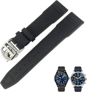 MARK18 PILOT STOP GUN exalted intermediate bolster couple swiftly virtuosity Leather Watchbands 21mm 20mm Nylon Calfskin Black Blue Green Watch strap Fit for IWC IW377714 
