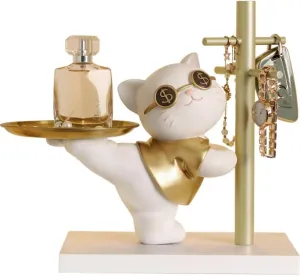 mat peruvian crack enlist Jewelry Organizer Stand with Perfume Tray Key and Watch Holder Key Organizer Tray For Entryway (Gold) Fortune Cat Storage Tray Decorative Cat 