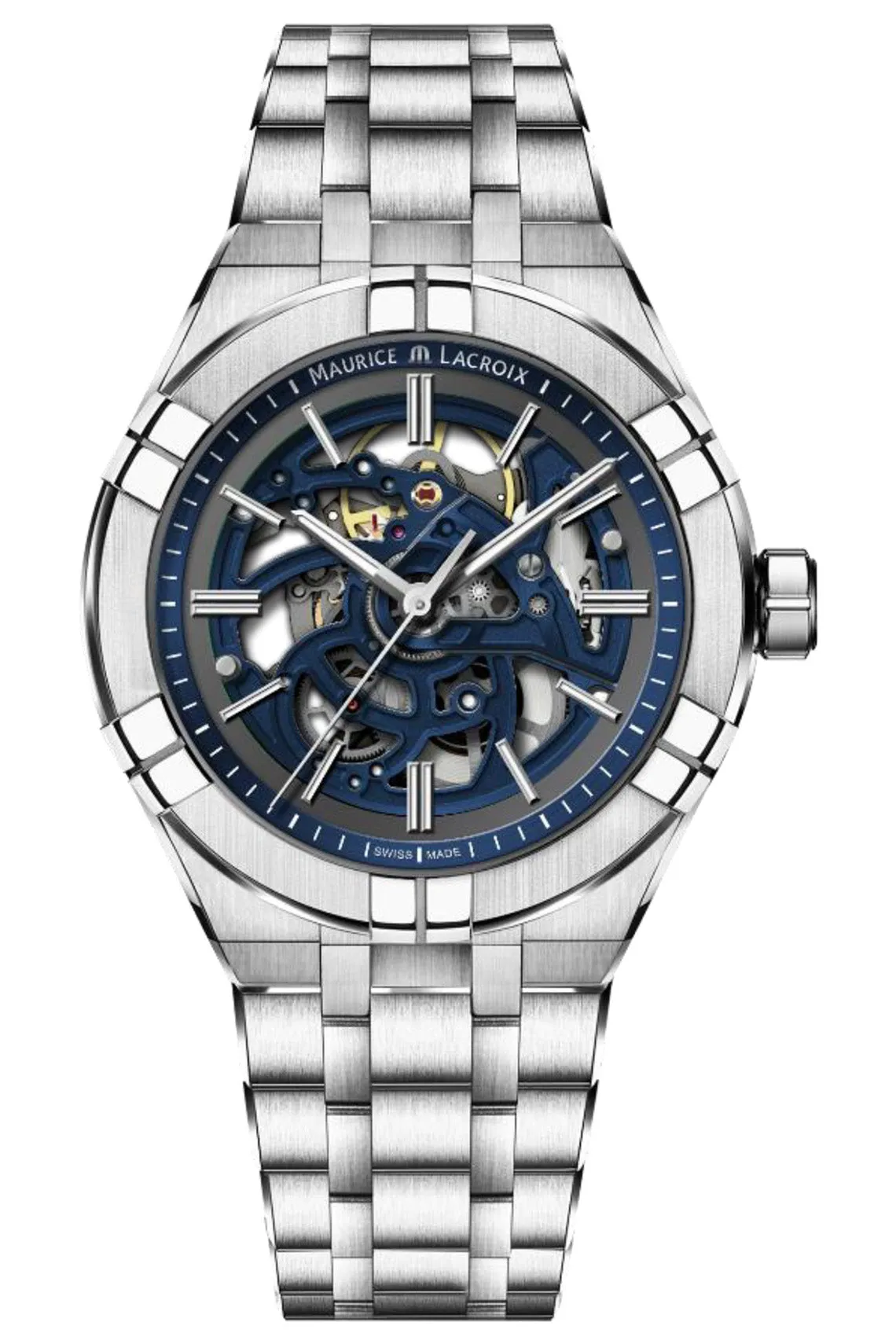 Maurice Lacroix Aikon Skeleton 42mm Blue Dial Stainless Steel Strap Watch
