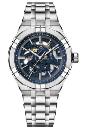 Maurice Lacroix Aikon Skeleton 42mm Blue Dial Stainless Steel Strap Watch