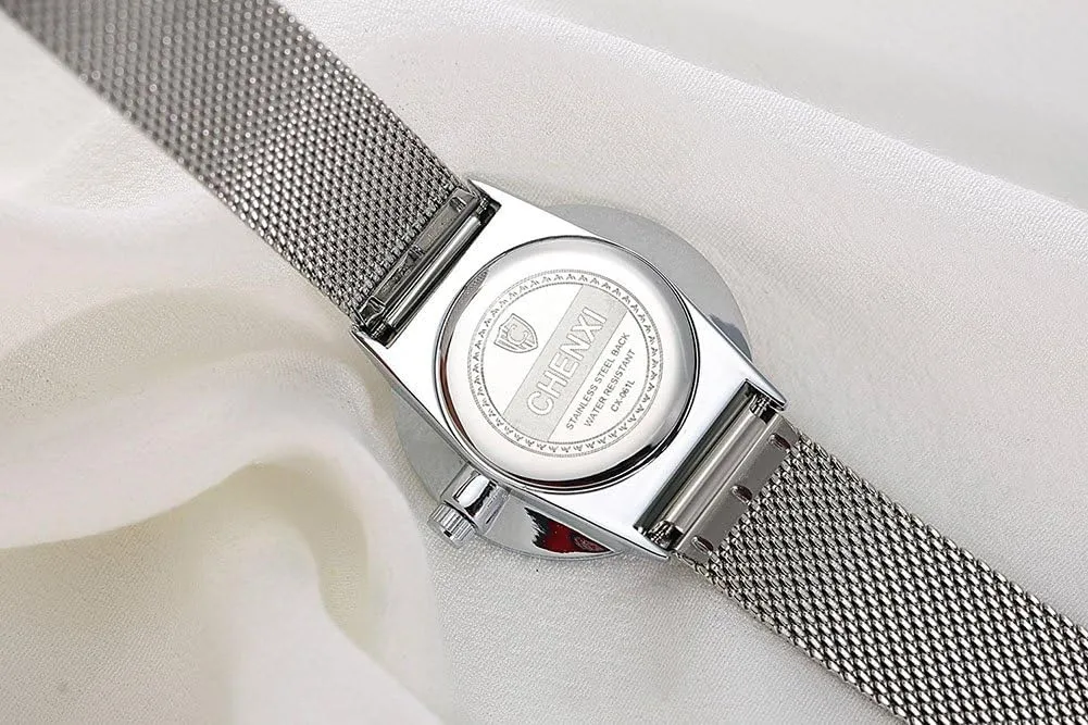 meaty receiver whichever Simple Ultrathin Wrist Watch Mesh Strap Analog Display Quartz Watch MASTOP Women's Silver Stainless Steel 