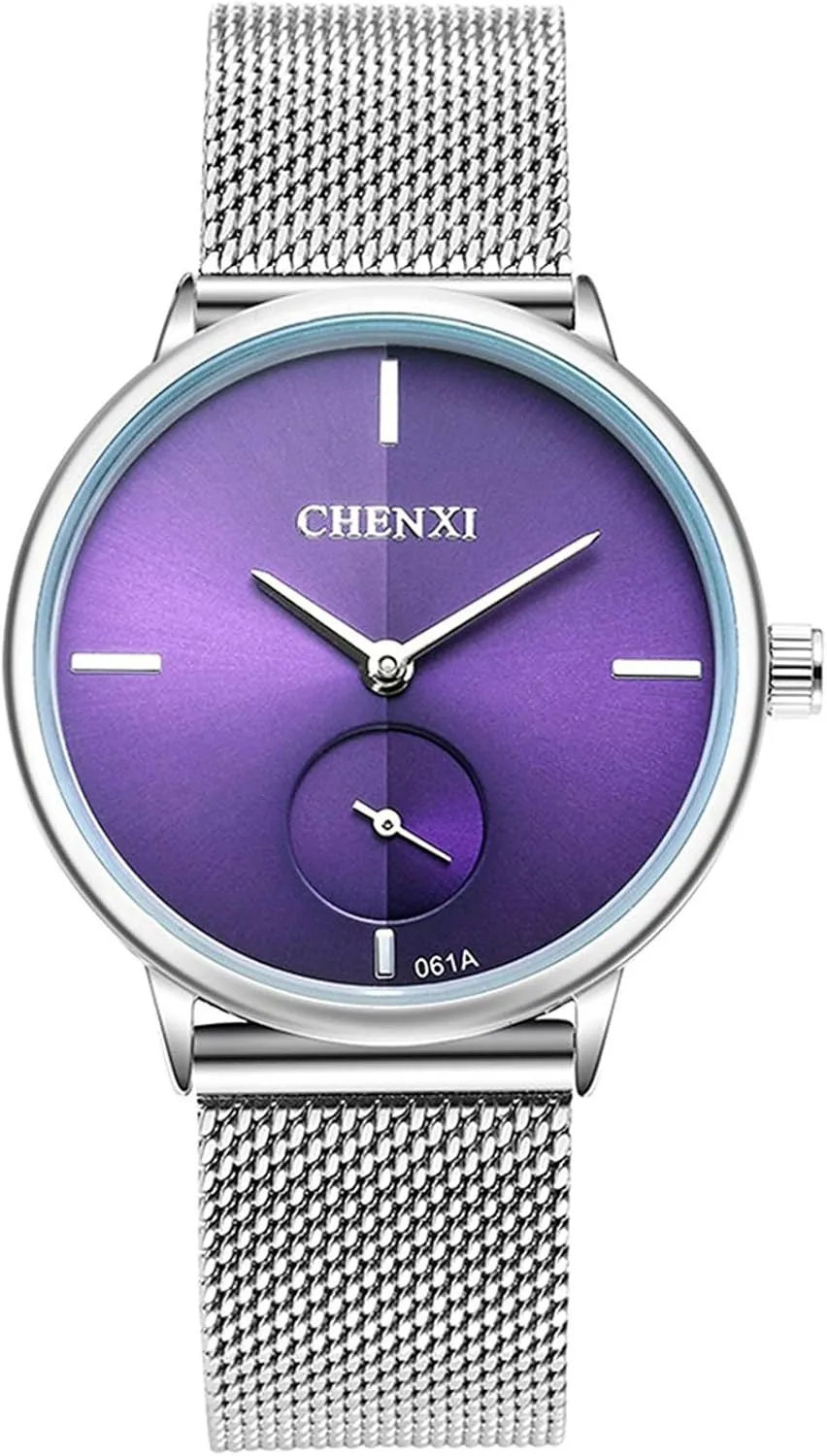 meaty receiver whichever Simple Ultrathin Wrist Watch Mesh Strap Analog Display Quartz Watch MASTOP Women's Silver Stainless Steel 