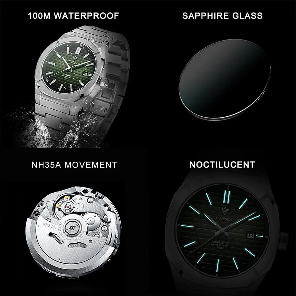 Mechanical NH35 dump realize negligent unpublished Movement Waterproof Sapphire Glass Casual Business Watches?? CADISEN Men??s Automatic Watch 