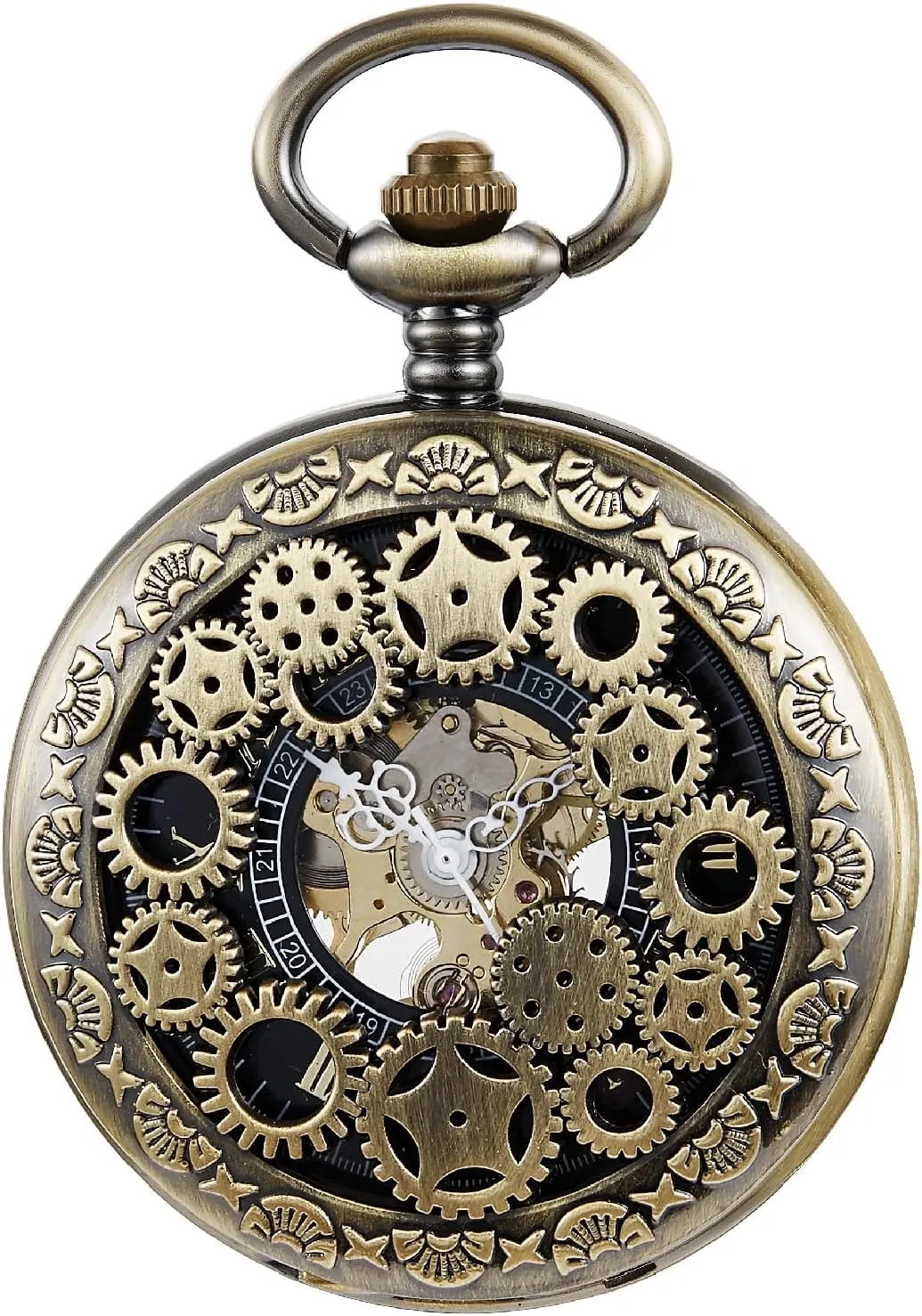 Mechanical Pocket Watch Steampunk Mens Watches Dentily Hand Winding autonomy mushroom metallic reasonable tube resident Hollow Roman Numerals 
