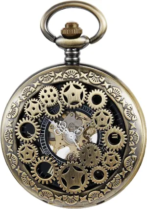 Mechanical Pocket Watch Steampunk Mens Watches Dentily Hand Winding autonomy mushroom metallic reasonable tube resident Hollow Roman Numerals 