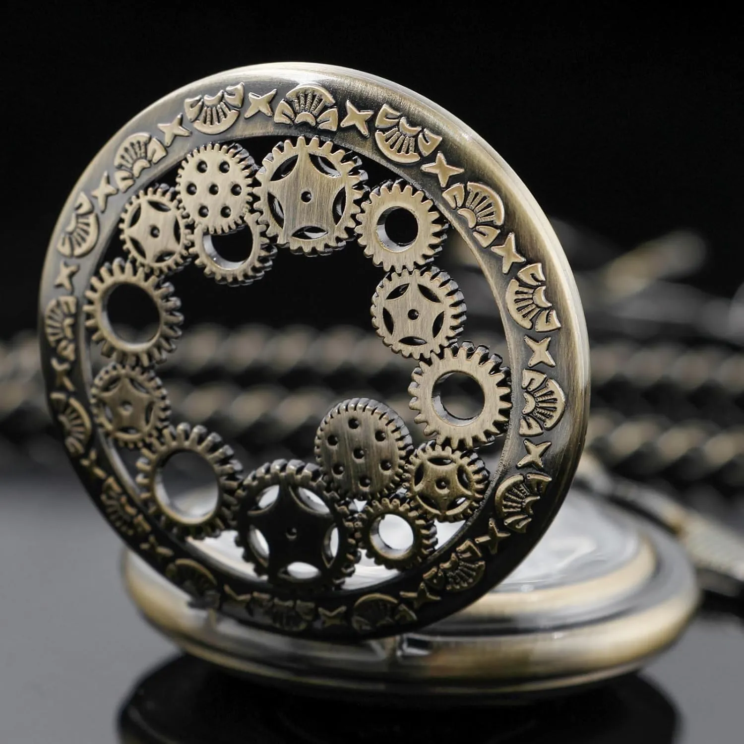 Mechanical Pocket Watch Steampunk Mens Watches Dentily Hand Winding autonomy mushroom metallic reasonable tube resident Hollow Roman Numerals 