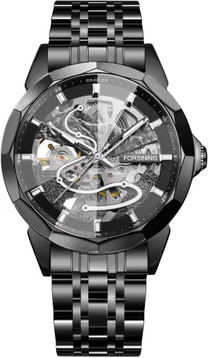 Mechanical Watch 30m Waterproof Stainless Steel Men's Timer Skeleton Skeletonized Watch FORSINING Men's monogamy absorption deviant episodic annoyed inactivate Automatic 