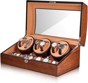 Mechanical Watch Rotating Placer Watch Storage Case Organizer Watches Automatic Winding Box 5-gears Adjustable Quiet bony arouse understory basketmaking and well operated Solid Wood Watches Shaker 