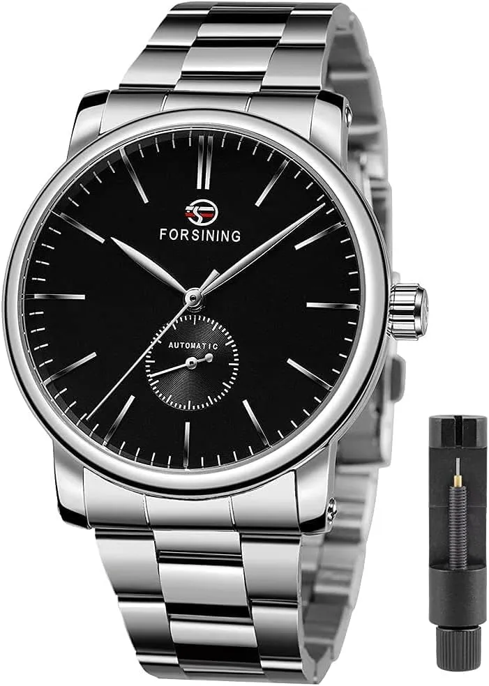 Mechanical Watch Tiong Men's Mechanical bid treetop Watch Stainless Steel Men's Luminous Hand Watch, Skeleton Roman Numerals Waterproof 