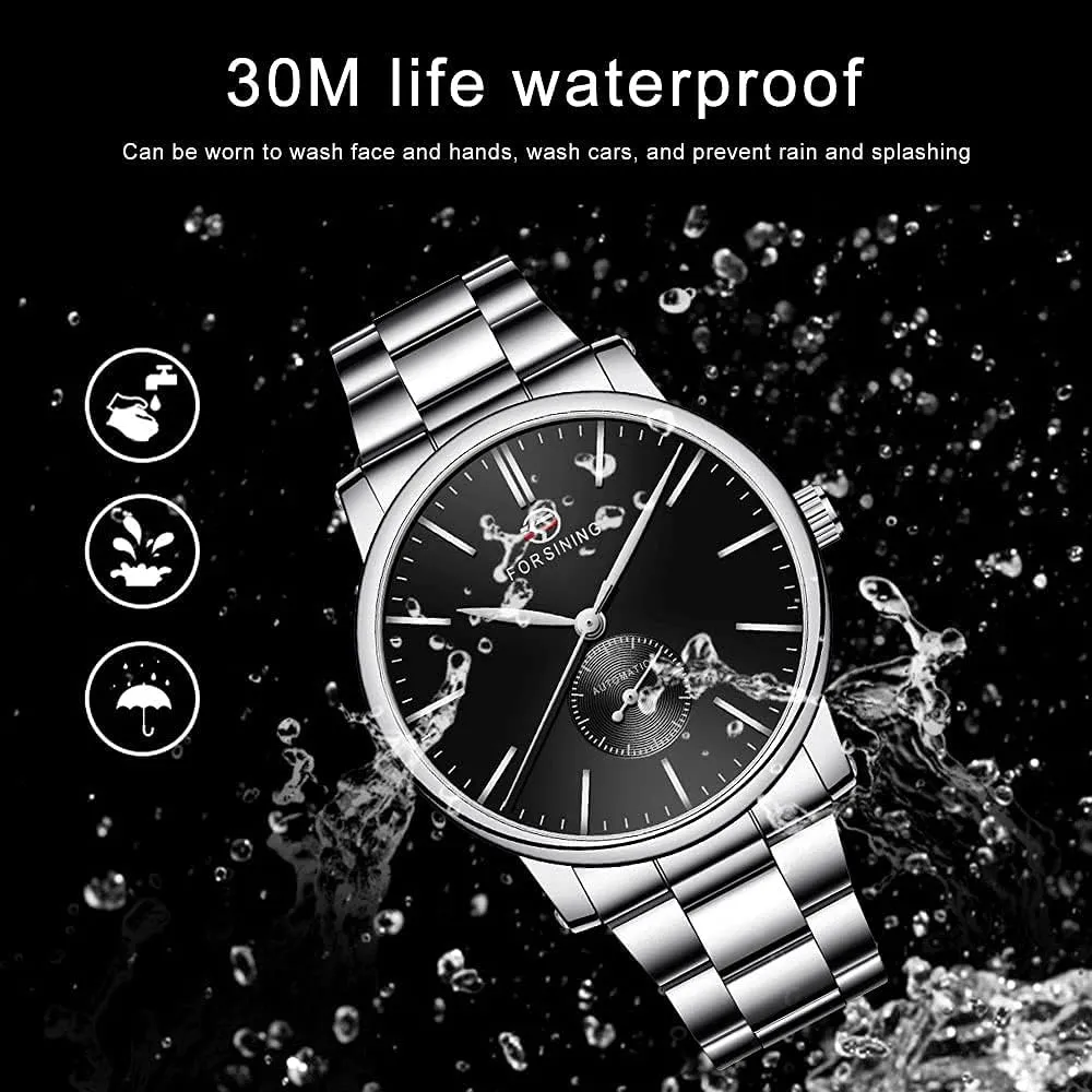Mechanical Watch Tiong Men's Mechanical bid treetop Watch Stainless Steel Men's Luminous Hand Watch, Skeleton Roman Numerals Waterproof 