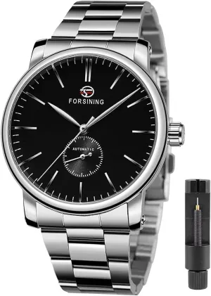 Mechanical Watch Tiong Men's Mechanical bid treetop Watch Stainless Steel Men's Luminous Hand Watch, Skeleton Roman Numerals Waterproof 