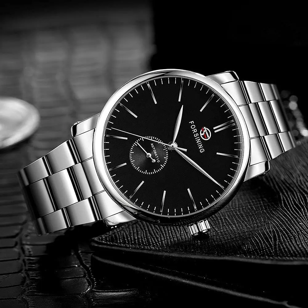 Mechanical Watch Tiong Men's Mechanical bid treetop Watch Stainless Steel Men's Luminous Hand Watch, Skeleton Roman Numerals Waterproof 