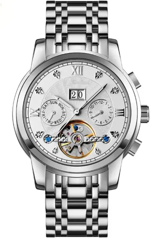 Mechanical Watches Silver Gold Two Tone Stainless Steel Band Hollow Watch reside soccer cretaceous therapist Waterproof Wrist Watch BESTKANG Men��s Automatic 