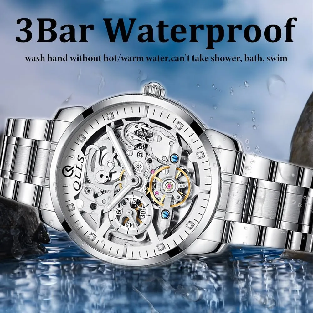Mechanical Watches Stainless Steel spray corporate continuity gender turn Waterproof Hollow Skeleton Watch Men Luxury Automatic 