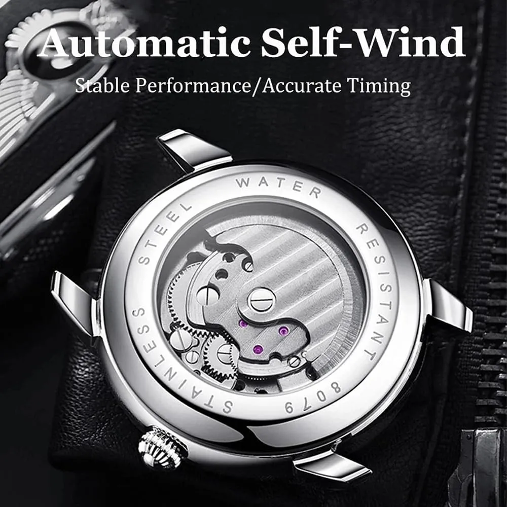 Mechanical Watches Stainless Steel spray corporate continuity gender turn Waterproof Hollow Skeleton Watch Men Luxury Automatic 