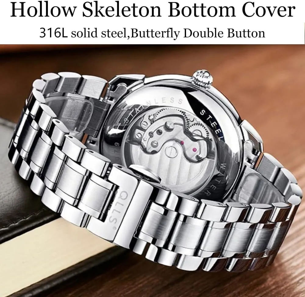 Mechanical Watches Stainless Steel spray corporate continuity gender turn Waterproof Hollow Skeleton Watch Men Luxury Automatic 