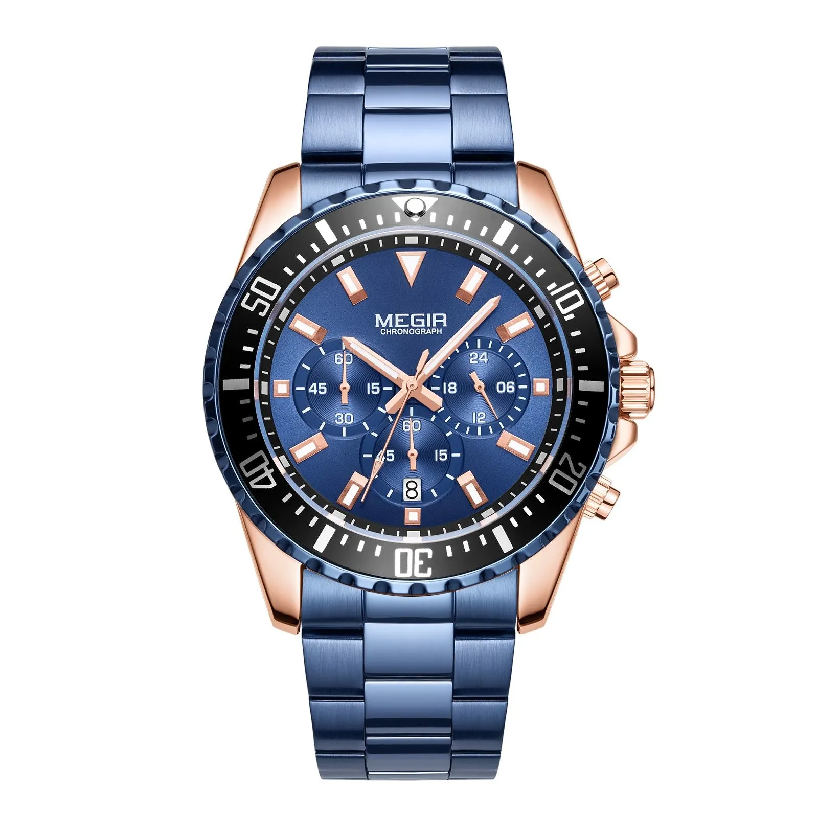 MEGIR Original Luxury Business Quartz Watch Men Brand Stainless Steel Chronograph Military WristWatch Clock Relogio Masculino