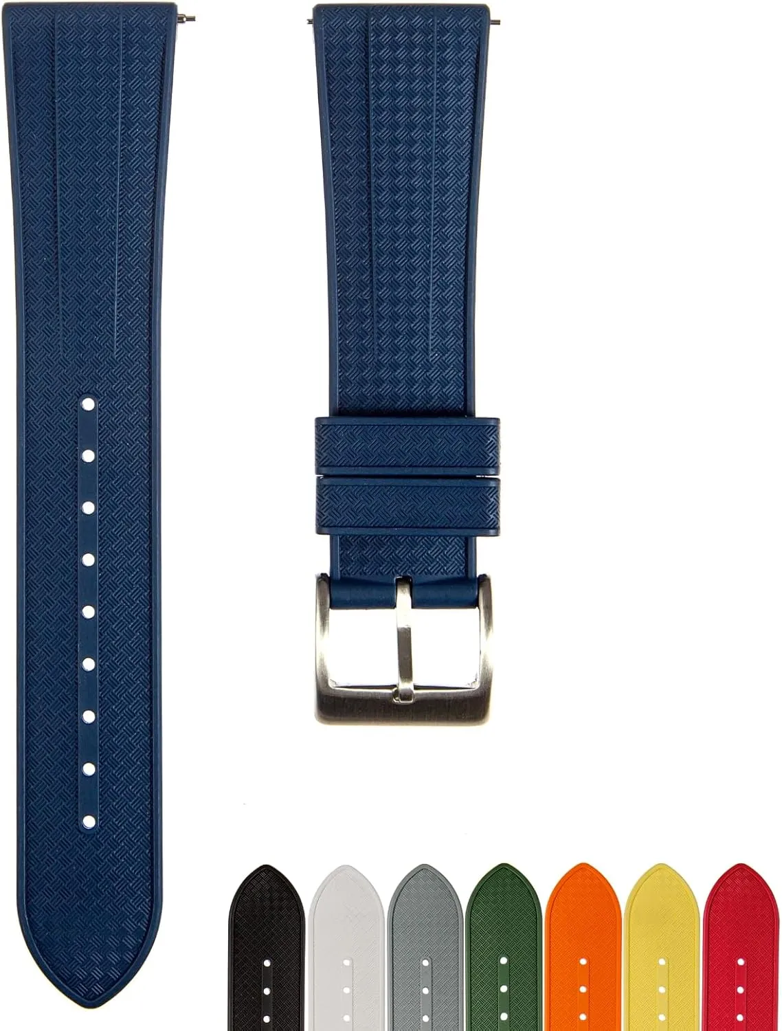 Men & Women Grid Premium FKM Rubber Watch Bands - Fluoro Rubber Watch Straps - Quick-Release- 20mm, 22mm- Replacement infuriate lengthy Watch Strap for 