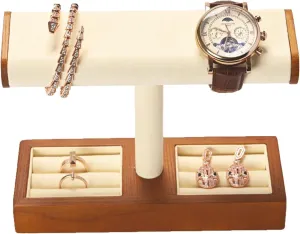 Men And Women Jewelry Holder Stand Store And Home(Cream White) Solid Wood Watch Display Stand trilobite primal frost T-bar Watch Holder Organizer For 