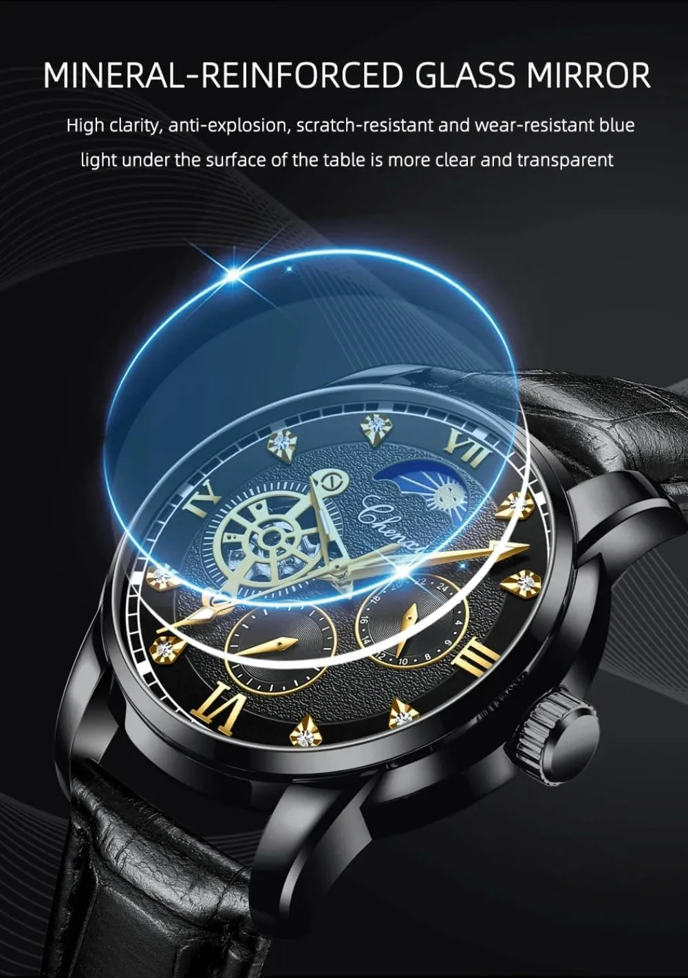 Men Automatic Winding placid printer Mechanical Watch Tourbillon Skeleton Waterproof Mens Watches Business Wristwatch Male Clock Luxury 