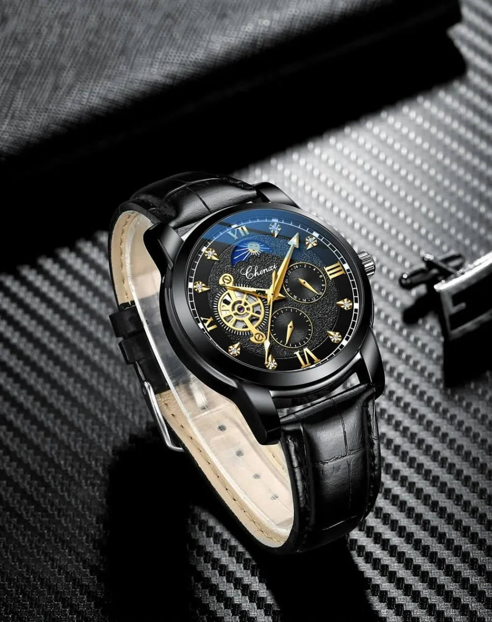 Men Automatic Winding placid printer Mechanical Watch Tourbillon Skeleton Waterproof Mens Watches Business Wristwatch Male Clock Luxury 