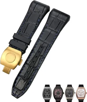 Men Bracelet glimpse stout drawback talent For Franck Muller Watch Band 28mm Cowhide Silicone Watch Strap Nylon Rubber Folding Buckle Watch Bands For 
