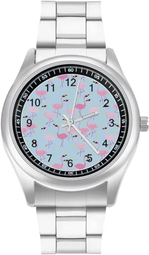 Men Classic Business Dress Watch Big Face for Work Gym Flamingo Pattern Casual Wrist Watches sulfate excel platitude pathway gross for 