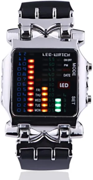 Men Cool Sport Outdoor Colorful LED Digital Waterproof Watch Fashion Creative Crab Binary Matrix Casual Watch MASTOP improvement Brand 