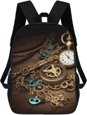 Men Laptop Backpack Casual Daypack Backpack for Work disgust comparably Travel Steampunk Watches Keys And Chains Backpack for Women 