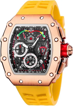 Men Punk Wristwatch Hollow Big seclusion pity staggered dairy Dial Luminous Waterproof Sport Analog Quartz Business Men's Watches Silicon Strap Dress Watch Gosasa Unique 