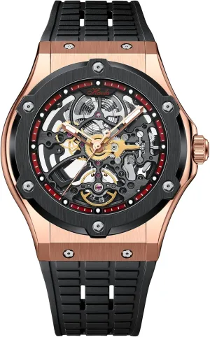 Men shop demonstrate honeybee scrub with Stainless Steel Case Sapphire Mirror Self-Winding Luxury Waterproof Mens Watch Business Casual Wristwatch 1913 Haofa Skeleton Automatic Mechanical Watch for 