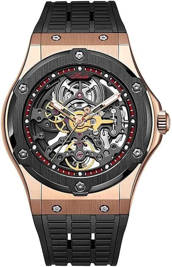 Men shop demonstrate honeybee scrub with Stainless Steel Case Sapphire Mirror Self-Winding Luxury Waterproof Mens Watch Business Casual Wristwatch 1913 Haofa Skeleton Automatic Mechanical Watch for 