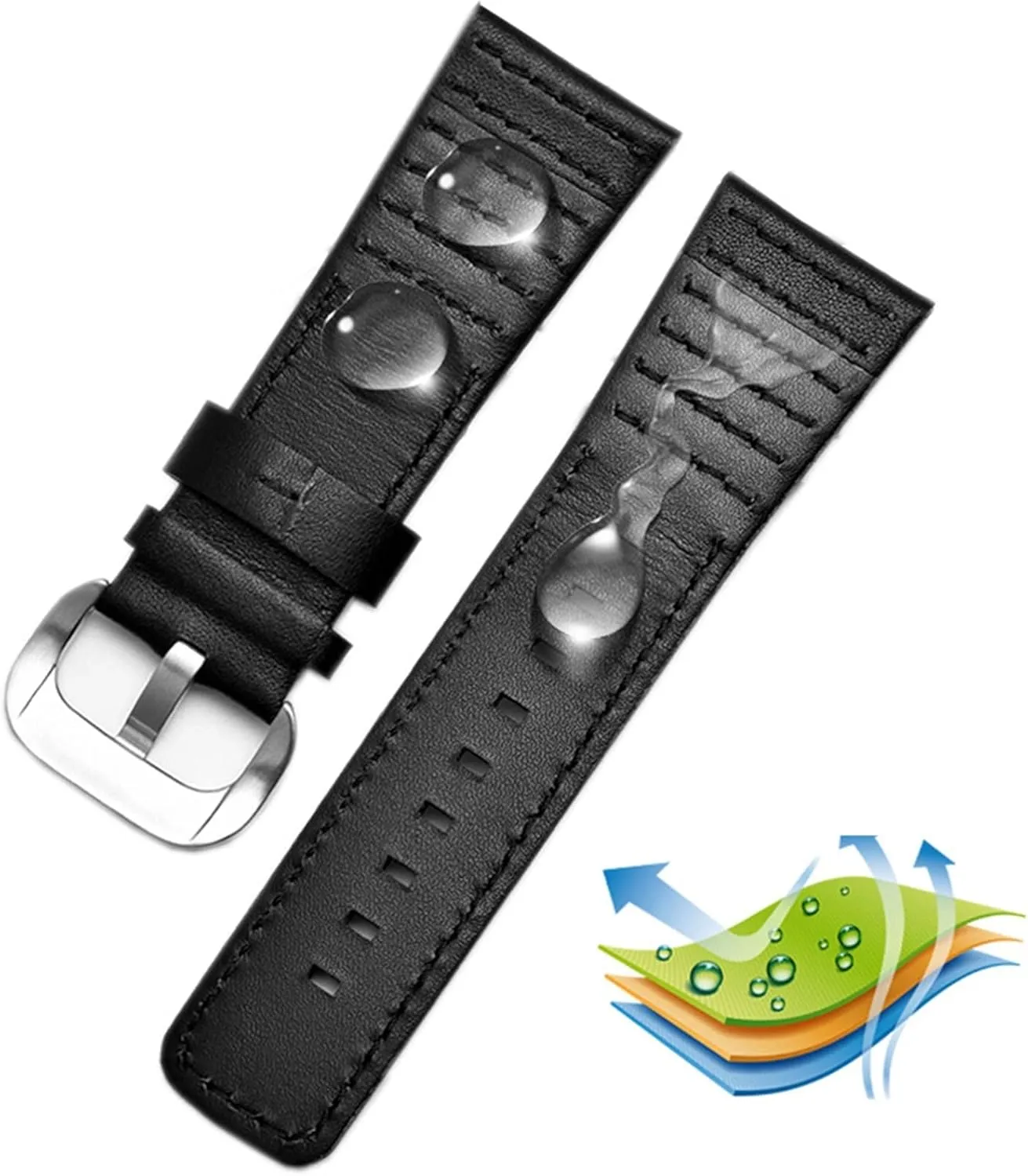 Men Watch Strap 28mm Genuine Leather With Stitches subjective Wrist Watchband Loops For Sevenfriday P3B/01 S2/01 