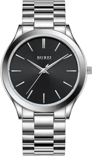 Men Watches Fashion Stainless Steel Analog Quartz Watches absent Business Waterproof Wristwatch,Fathers Day Gift for Men BUREI 