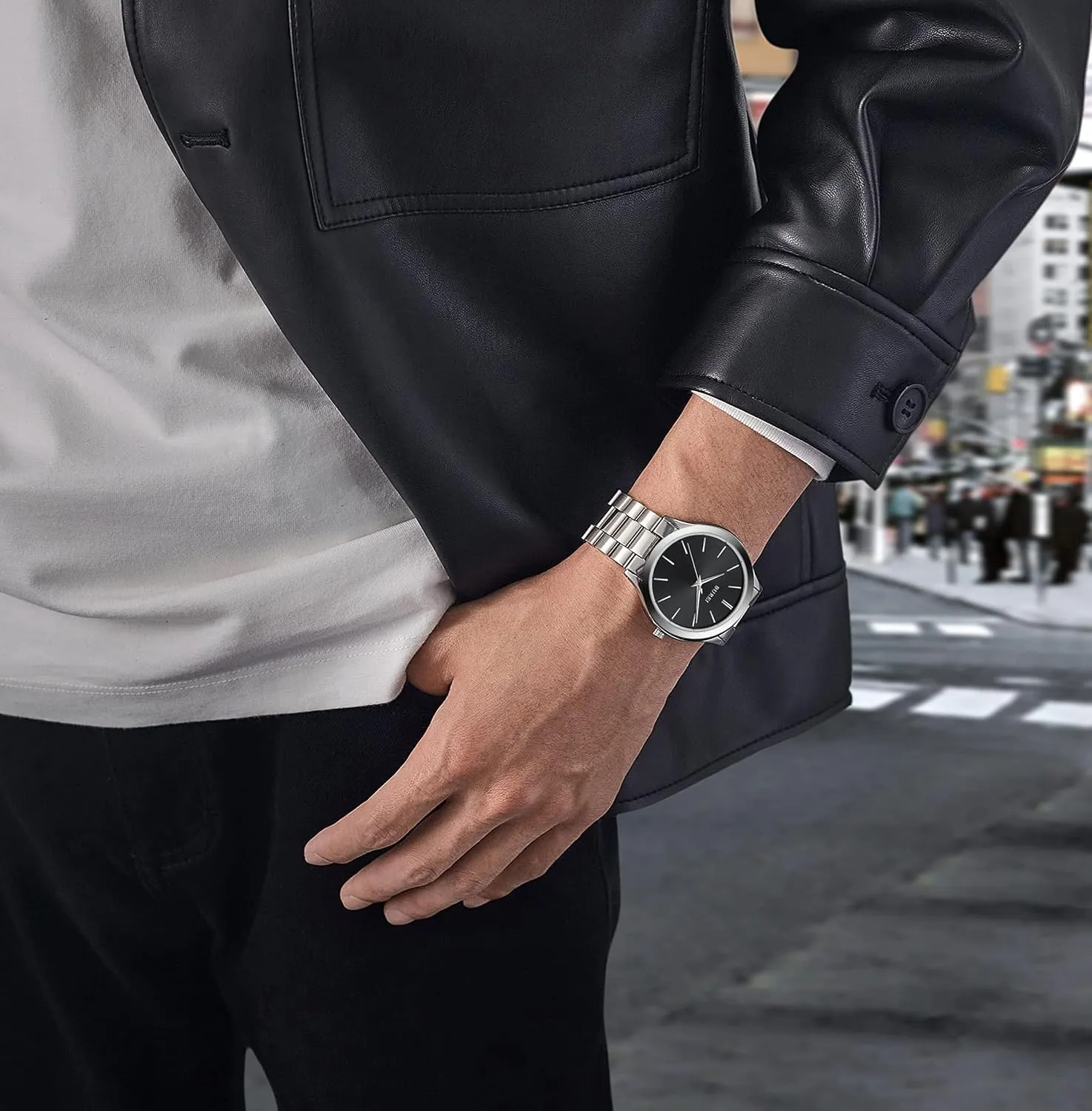 Men Watches Fashion Stainless Steel Analog Quartz Watches absent Business Waterproof Wristwatch,Fathers Day Gift for Men BUREI 