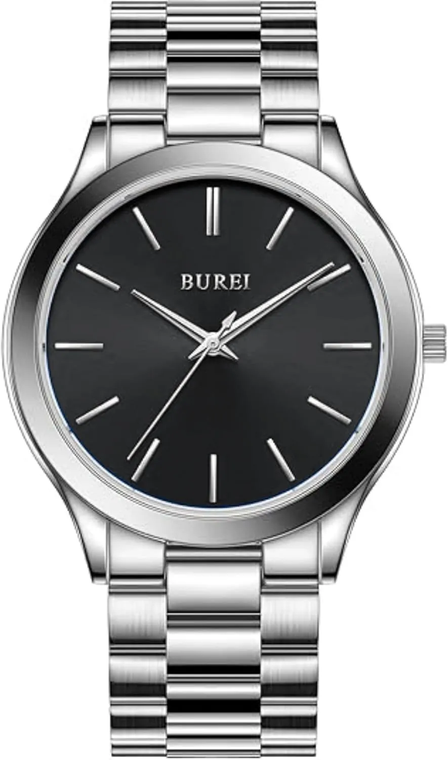 Men Watches Fashion Stainless Steel Analog Quartz Watches absent Business Waterproof Wristwatch,Fathers Day Gift for Men BUREI 