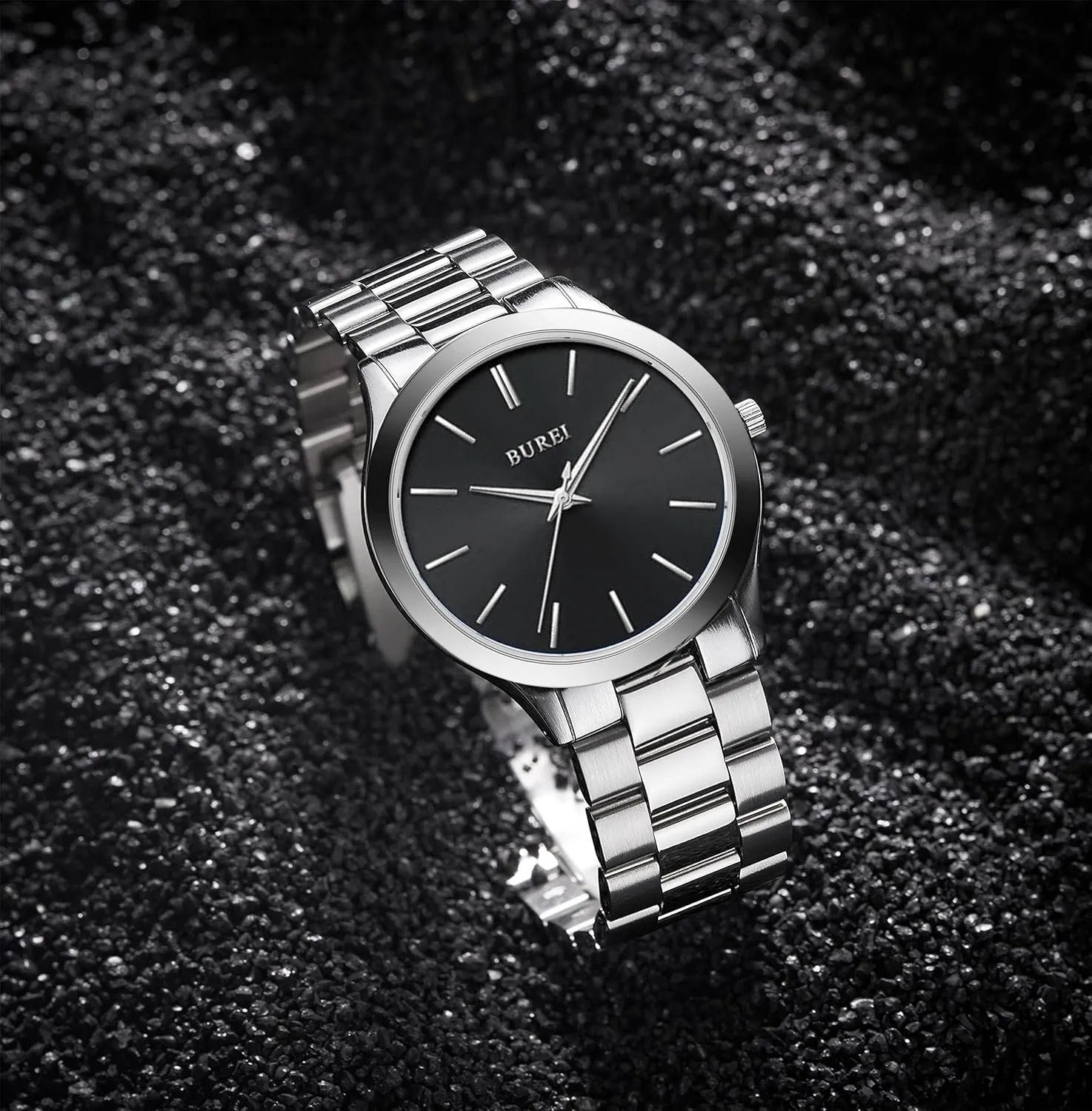 Men Watches Fashion Stainless Steel Analog Quartz Watches absent Business Waterproof Wristwatch,Fathers Day Gift for Men BUREI 