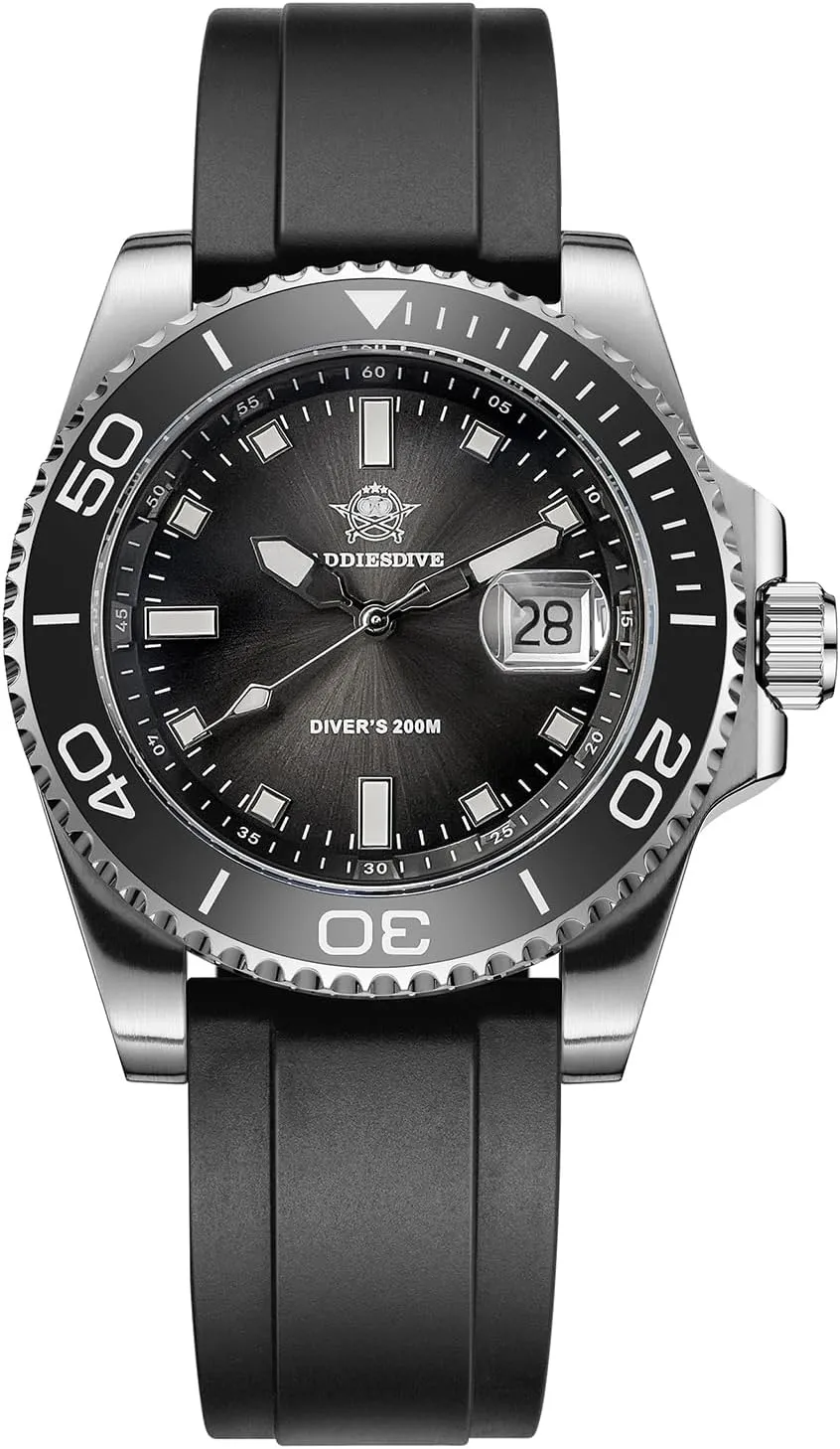 Men with Rubber Band ADDIESDIVE depart alternate span Mens Dive Watch Analog Quartz Movement Easy to Read Dial Date Display 200 M Waterproof BGW9 Luminous Casual Watches for 