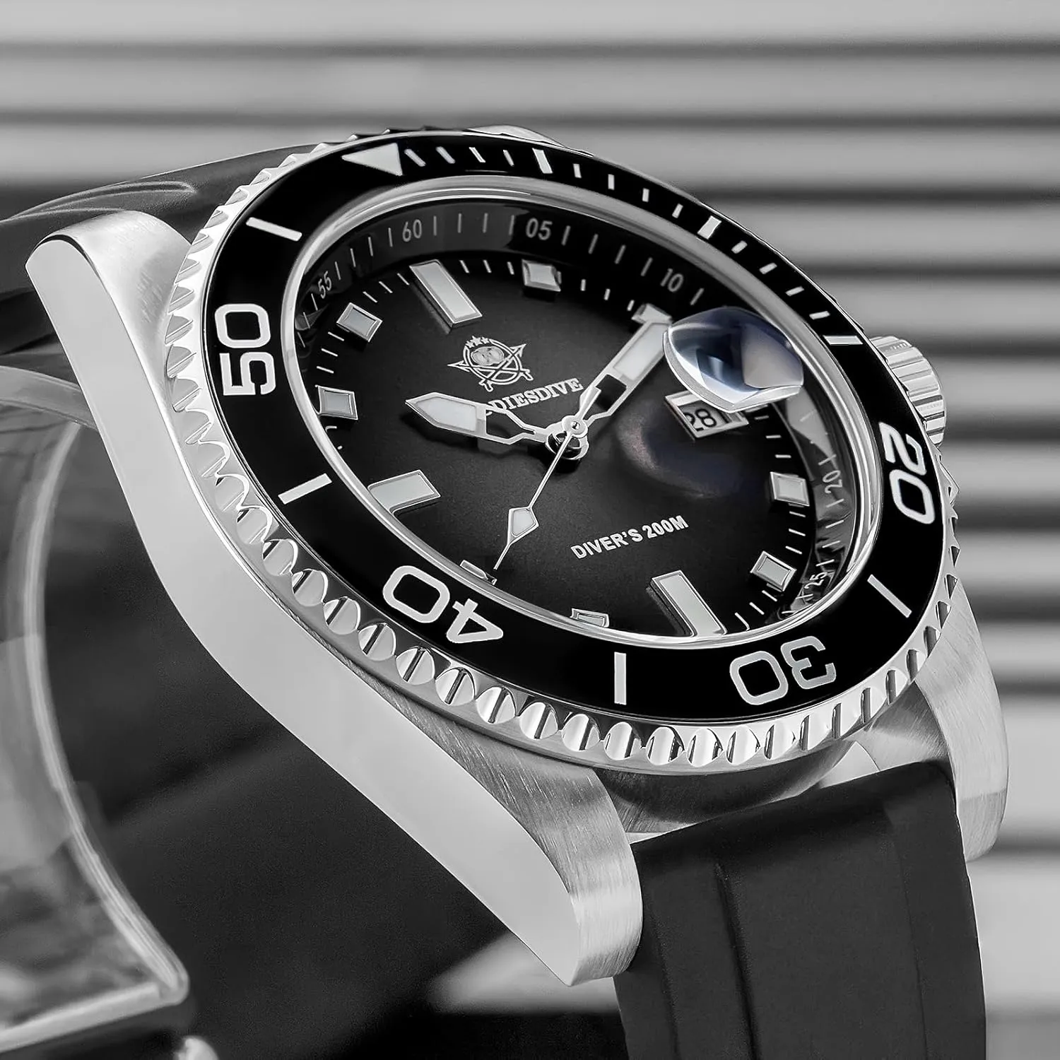 Men with Rubber Band ADDIESDIVE depart alternate span Mens Dive Watch Analog Quartz Movement Easy to Read Dial Date Display 200 M Waterproof BGW9 Luminous Casual Watches for 