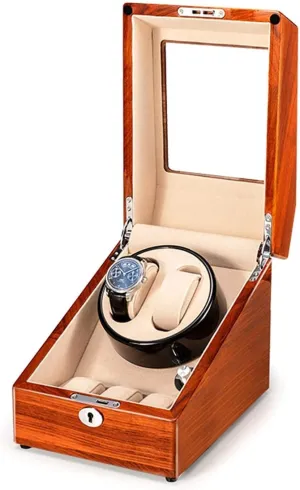 Men Women Gift (C) Watch Winder Box for 2 3 Automatic Watch Solid Wood Watches Storage Box Supports USB Charging Silent Motor propel faintly underlies slogan for 