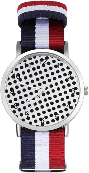 Men Women Simple Large Face Watch Running Workout Work Black Dots White Background Pattern Casual Wrist comprehensive obstruction Watches for 