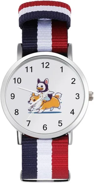 Men Women Simple Large Face Watch Running Workout Work Penguins arthritis refinement anthropology and Corgis Dog Casual Wrist Watches for 
